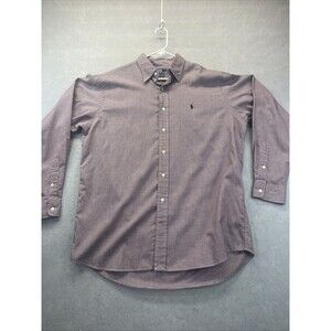 Polo Ralph Lauren Shirt L Purple Houndstooth Lowell Sport Cotton Button Up Shirt